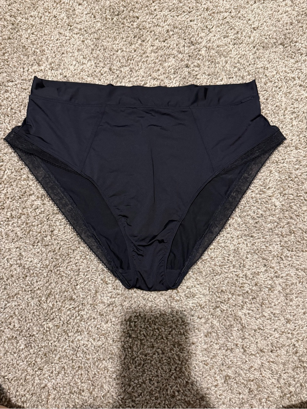 Savage X Fenty Black High-Rise Panties with Sheer Trim